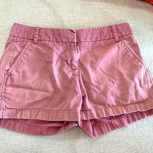 These are pink jean shorts.